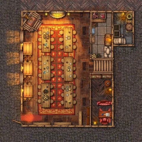 Tavern 14x14 With And Without Grid Battlemaps Dnd World Map Fantasy World Map Fantasy Town