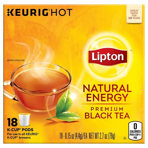 Lipton Natural Energy Black Tea K Cups Tea Pods 18 Ct