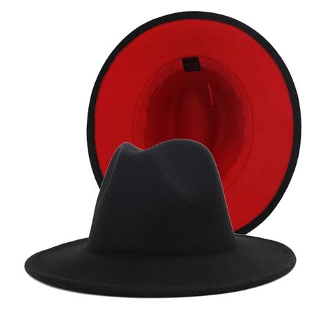 Buy Fedora Hat Red Bottom Fedora Hat Wide Brim Two Tone Online In India