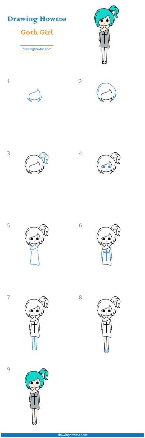 How To Draw A Cartoon Goth Girl Step By Step Easy Drawing Guides