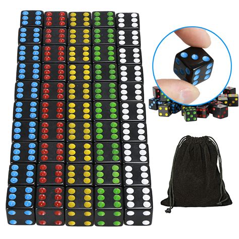 Buy Youshares 50 Pack D6 Game Dice Set With Pouch 16mm Black Color 6
