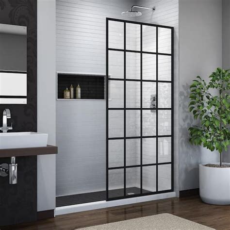 dreamline french linea toulon 34 in x 72 in frameless fixed shower screen in satin black shdr