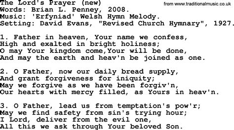 most popular church hymns and songs the lord s prayer new lyrics pptx and pdf