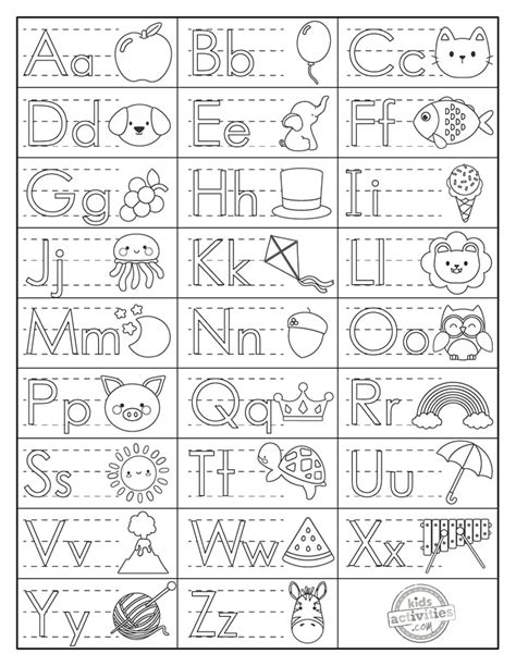 Easy Alphabet Printable Chart Coloring Pages Kids Activities Blog