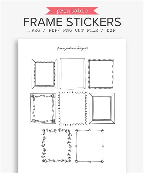 Doodle Frames Printable Bullet Journal Stickers Hand Drawn Etsy