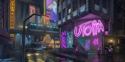 Artstation Utopia Cyberpunk Night Club