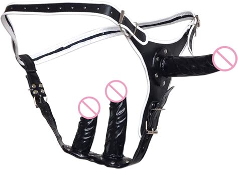 Amazon Com Strap On Three S Strapon PU Leather Harness Lesbian Strapon Vagina Anal Plugs Adult