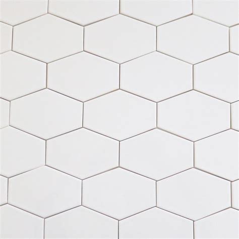White Elongated Hexagon Tile