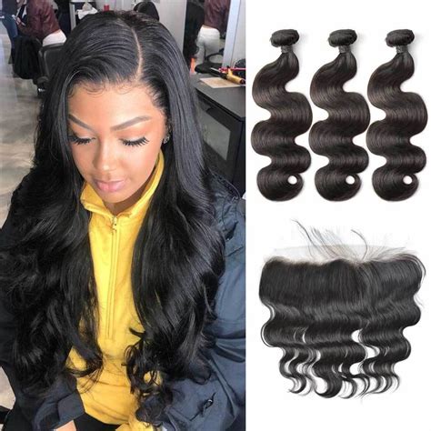 10A Brazilian Body Wave 3 Bundles With Lace Frontal
