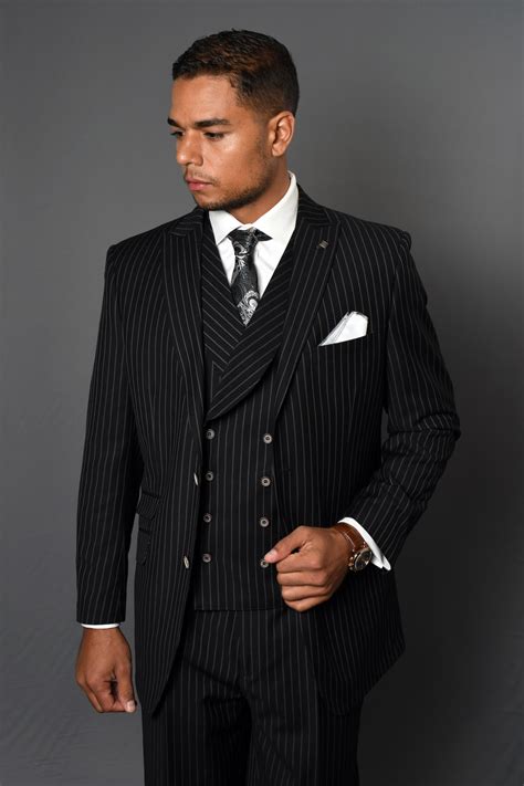 Black Double Breasted Suit Black Classic Double Breasted Suit It