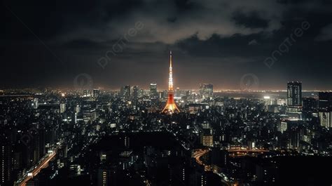 Fondo La Vida Nocturna En La Metrópolis Japonesa Iluminada Con La Torre