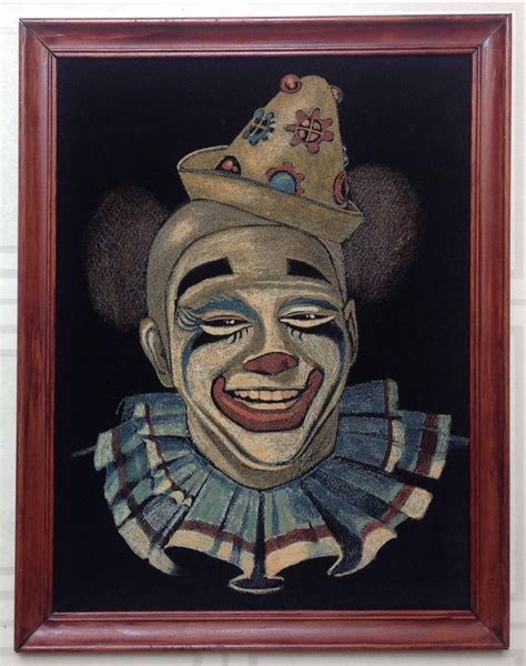 Vintage Black Velvet Clown Painting In Frame On Hold For Barb Etsy