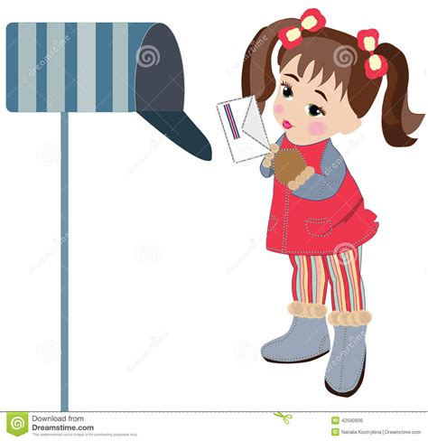 Girl Sends A Letter Stock Vector Illustration Of Holding 42590936
