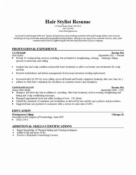 Hair Salon Resume Free Samples Examples Format Resume