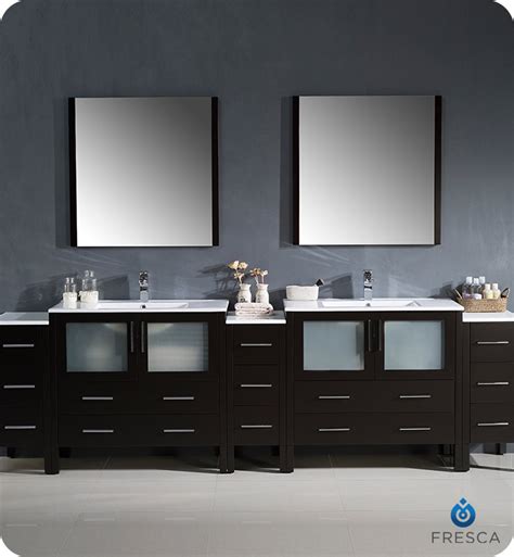 It comes with a white and gray carrara marble countertop and backsplash that give it a timeless look. 108" Modern Double Sink Bathroom Vanity with Color, Faucet ...