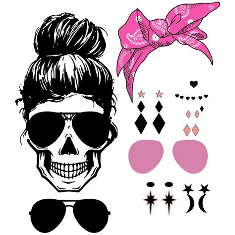 Skull Girl Svgskull Svg Skull With Accessories Svgskull With Bow Png