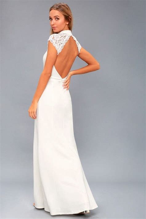Crazy About You White Backless Lace Maxi Dress Long Sleeve White Dress Short Floral Lace Maxi
