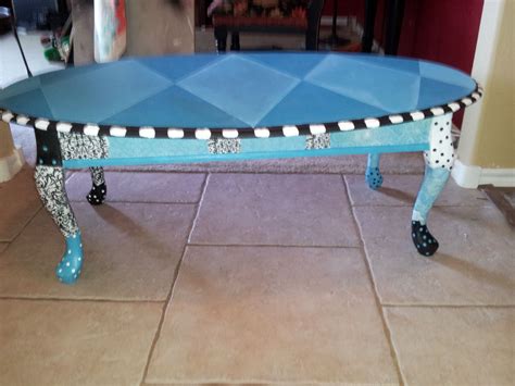 | queen anne table cooled with icicle. turquoise and black queen ann coffee table | Furniture ...