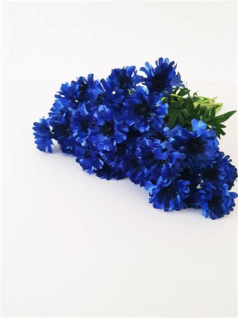 10 Dark Blue Cornflower Branches Artificial Flowers Silk Etsy