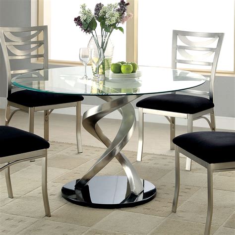 Furniture Of America Caia Contemporary Glossy Silver 48 In Dining Table