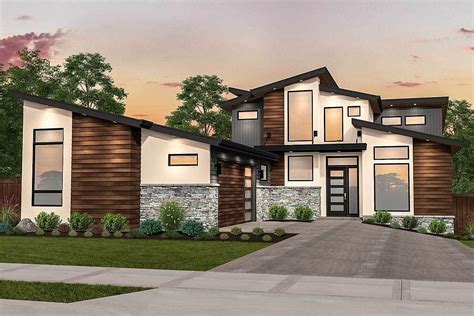 Angular Modern House Plan With Master On Main 85213ms Architectural