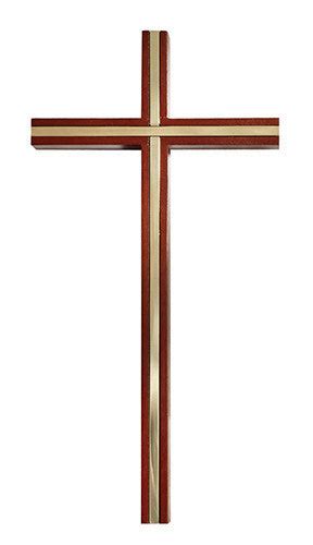 Walnut Wall Chapel Cross With Gold Plated Inlay Accent 10
