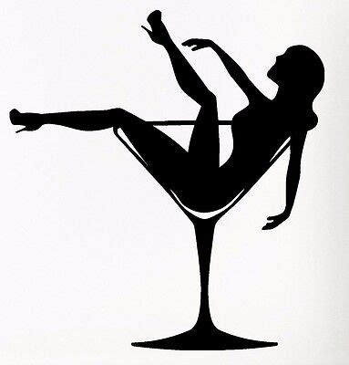 Vinyl Abziehbild Wand Aufkleber James Bond Sexy Nude Girl Woman Martini