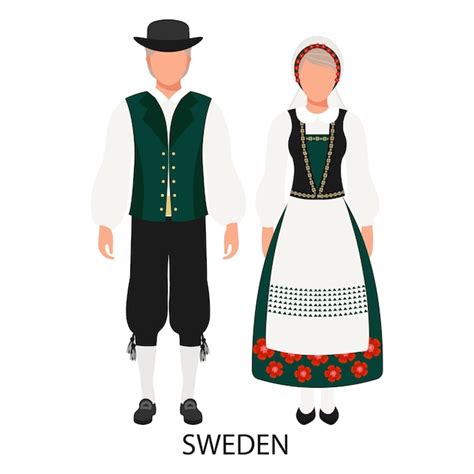 Premium Vector A Man And A Woman In Swedish National Costumes Culture And Traditions Of Sweden