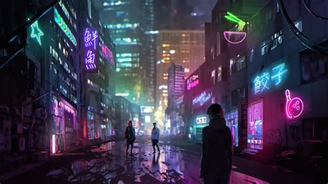 Futuristic Cyberpunk Anime City Wallpaper Backiee