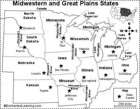 35 Midwest States And Capitals Map Maps Database Sour