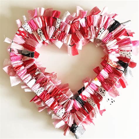 Heart Fabric Rag Wreath Tutorial Rag Wreath Tutorial Diy Valentines