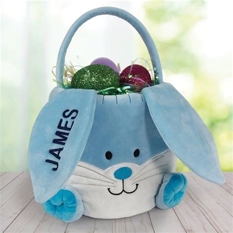 embroidered personalized easter bunny basket personalized etsy
