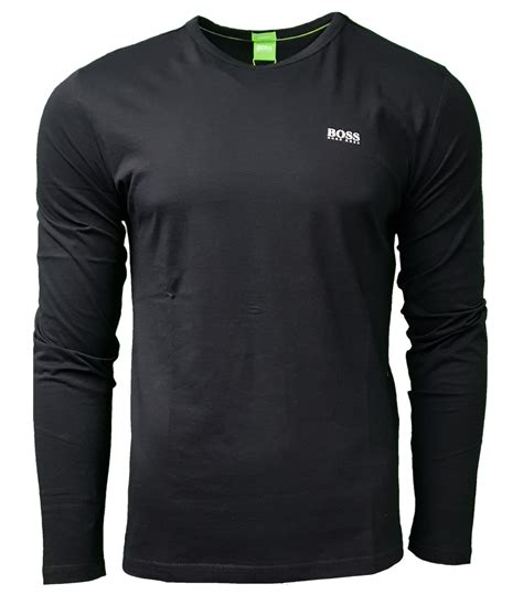 Hugo Boss Long Sleeve Crew T Shirt Modern Fit In Black Intoto Menswear