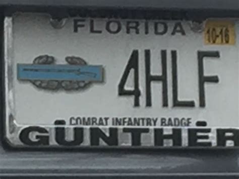 Florida Combat Infantry Badge License Plate