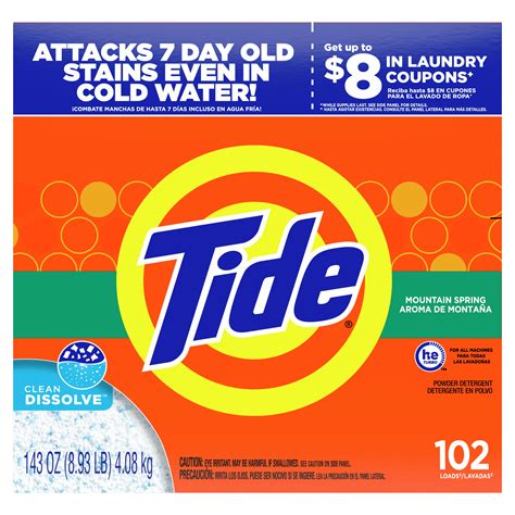 Tide Mountain Spring 102 Loads Powder Laundry Detergent 143 Oz