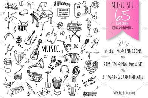 65 Music Hand Drawn Elements Set Object Illustrations Creative Market