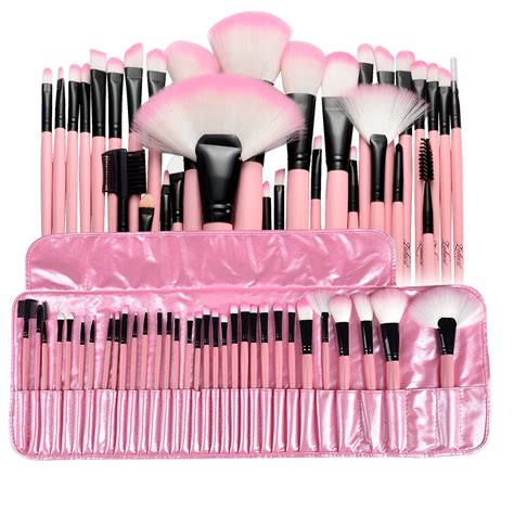 Zodaca Makeup Brushes Set With Pink Cosmetic Pouch Bag 32 Pcs
