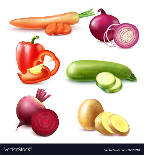 Vegetable Realistic Pieces Set Royalty Free Vector Image