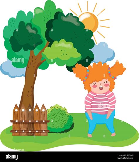 little chubby girl in the landscape stock vector image and art alamy