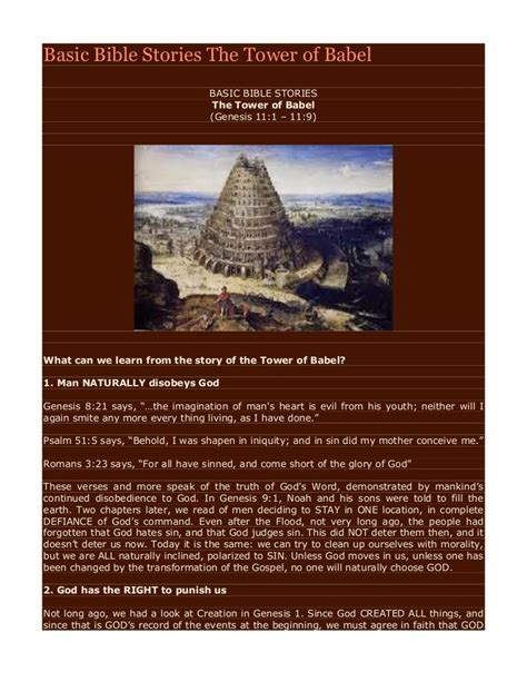 Basic Bible Stories The Tower Of Babel