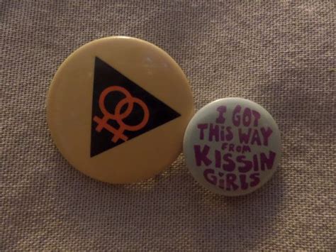 2 Vintage Lesbian Kissing Girls Buttons Or Pins Etsy Vintage