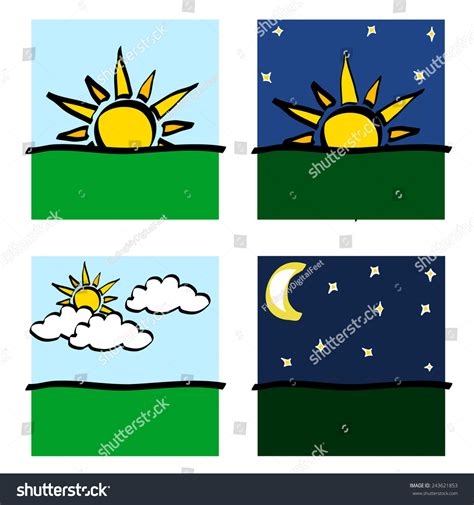 Day Sunset Sunrise Sun Moon Cloud 스톡 벡터로열티 프리 243621853 Shutterstock