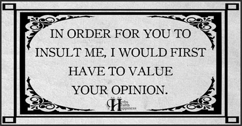 In Order For You To Insult Me I Would First Have To Value Your Opinion