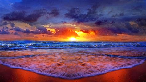 Beach Sunset Hd Wallpaper Wallpapersafari Gorgeous