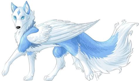 Cloud Is A White Wolf With Blue On Her She Has A Diamond On Her Head