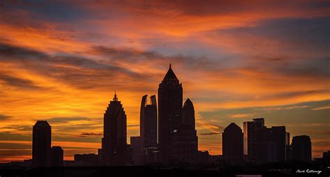 Atlanta Midtown Sunrise Silhouette Atlanta Georgia Cityscape Art