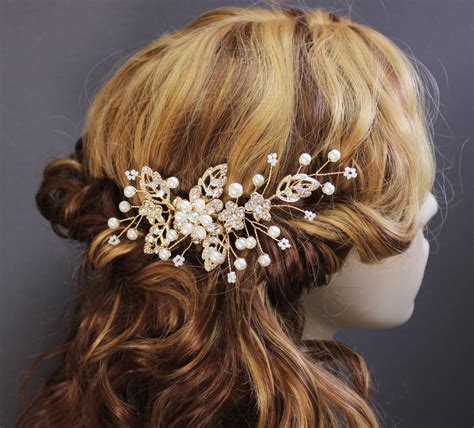 rose gold hair piece wedding hair accessories bridal hair comb etsy