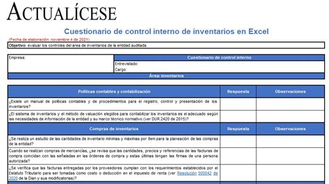 Inventarios Y Costos Docx Cuestionario De Control Interno Hot Sex Picture