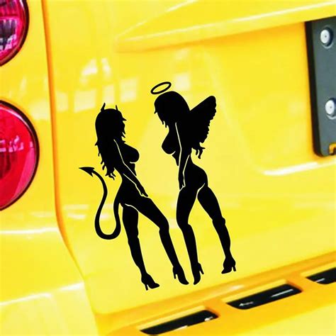 Sexy Angel Devil Lady Stickers Silhouette Naughty Nice Vinyl Temu