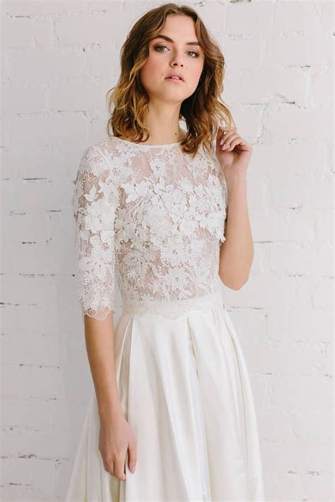 Lace Top Wedding Elegant Wedding Dress Bridal Lace Floral Wedding